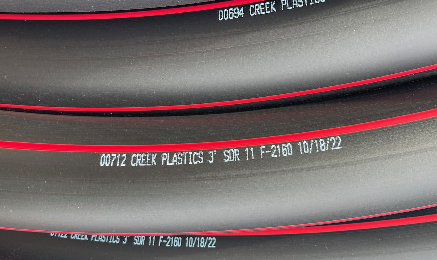3" SDR11 Black w/ Red Stripe, 1200' Reel, No Tape